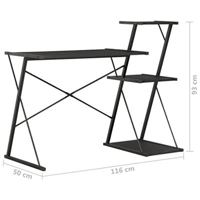VidaXL Bureau met schap 116x50x93 cm zwart