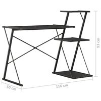 Bureau met schap 116x50x93 cm zwart - thumbnail