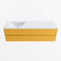 MONDIAZ VICA 160cm badmeubel onderkast Ocher 4 lades. Wastafel CLOUD links zonder kraangat, kleur Talc. - thumbnail