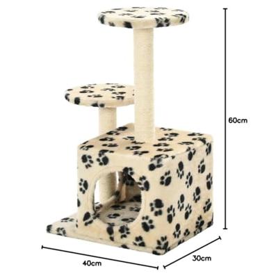VidaXL Kattenkrabpaal met sisal krabpalen 60 cm pootafdrukken beige