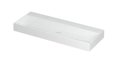 Wastafel United Porselein met 2 kraangaten incl. porseleinen click plug en verborgen overloop systeem 120 cm x 45 cm x 11 cm Glans wit 0206111