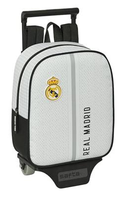 Schoolrugzak met Wielen Real Madrid C.F. Wit Grijs 22 x 27 x 10 cm