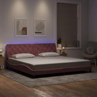 Bedframe met LED zonder matras fluweel roze 200x200 cm - thumbnail