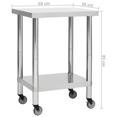 VidaXL Keukenwerktafel met wielen 60x30x85 cm roestvrij staal