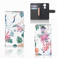 Nokia 8 Sirocco | Nokia 9 Telefoonhoesje met Pasjes Bird Flowers - thumbnail