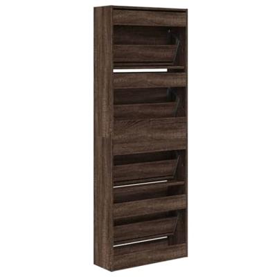 Schoenenkast 60x21x163,5 cm bewerkt hout bruin eikenkleur Schoenenkast 60x21x163,5 cm bewerkt hout bruin eikenkleur