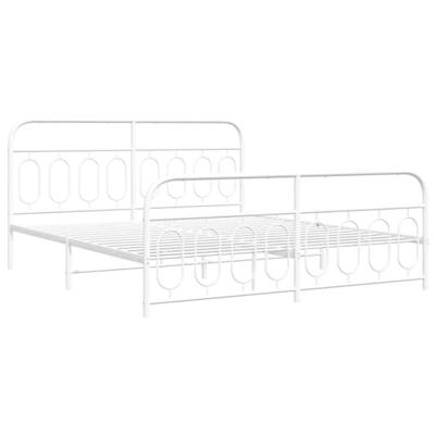 Bedframe met hoofd- en voeteneinde metaal wit 183x213 cm Bedframe met hoofd- en voeteneinde metaal wit 183x213 cm