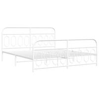 Bedframe met hoofd- en voeteneinde metaal wit 160x200 cm - thumbnail