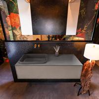 Badkamermeubelset Mondiaz Erin 120 cm met 1 Lade met RIDGE Wastafel Links Dark grey Zonder Kraangaten Greeploos Mat Smoke - thumbnail
