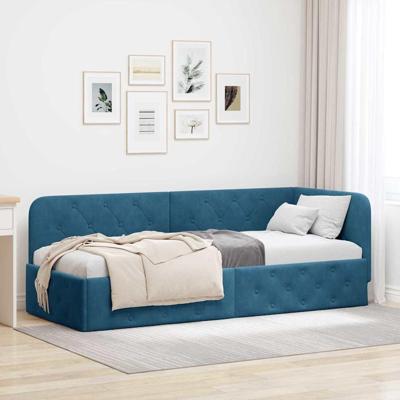 Hoekbedframe met hoofdeinde Blauw 80 x 200 cm Fluweel
