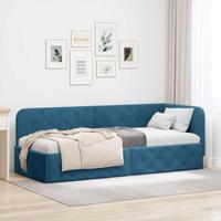 Hoekbedframe met hoofdeinde Blauw 80 x 200 cm Fluweel - thumbnail