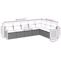 7-delige Loungeset met kussens poly rattan zwart - thumbnail