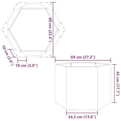 Plantenbak zeshoek 69x60x45 cm gegalvaniseerd staal
