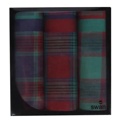 3 stuks - Heren zakdoeken Ruit rood - Cadeau verpakking