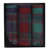 3 stuks - Heren zakdoeken Ruit rood - Cadeau verpakking - thumbnail