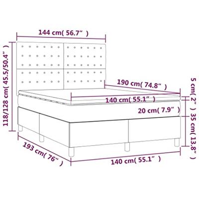 Boxspring met matras en LED kunstleer cappuccinokleur 140x190cm