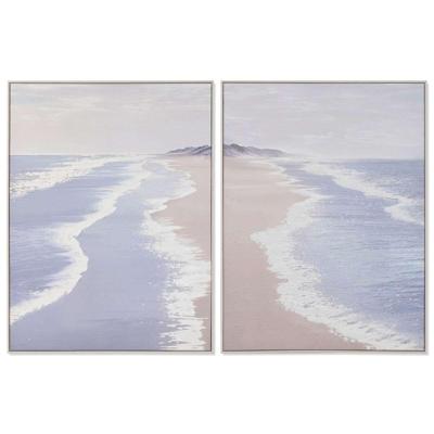 Schilderij Home ESPRIT Blauw Turkoois Zee en oceaan Met reliëf 90 x 2,5 x 120 cm (2 Stuks)