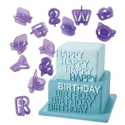 2 stuks alfanumerieke plastic cookie mallen symbool fondant cake decoratieve afdrukken mallen