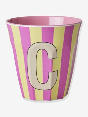 Gestreepte melamine mok LETTER C rice, medium 250 ml meerkleurig