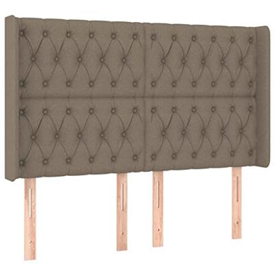 Hoofdbord met randen 147x16x118/128 cm stof taupe