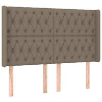Hoofdbord met randen 147x16x118/128 cm stof taupe - thumbnail