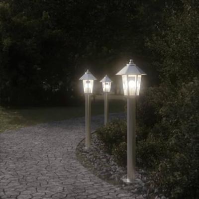 VidaXL Vloerlamp voor buiten 3 st 80 cm roestvrijstaal zilverkleurig VidaXL Vloerlamp voor buiten 3 st 80 cm roestvrijstaal zilverkleurig