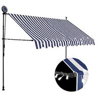 Luifel handmatig uitschuifbaar met LED 300 cm blauw en wit - thumbnail