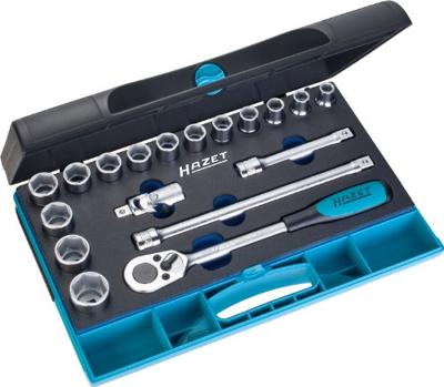 HAZET Dopsleutelset 932/18 · 1/2 inch (12,5 mm) vierkant hol · Buiten-zeskant-tractieprofiel · 18-delig · 10 - 27