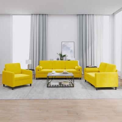 3-delige Loungeset met kussens fluweel geel - thumbnail