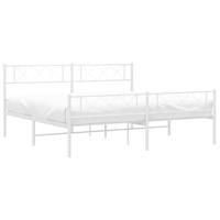 Bedframe met hoofd- en voeteneinde metaal wit 193x203 cm - thumbnail