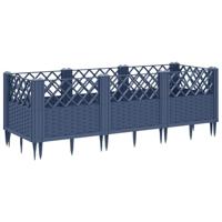 Plantenbak met pinnen 123,5x43,5x43,5 cm polypropeen grijs - thumbnail