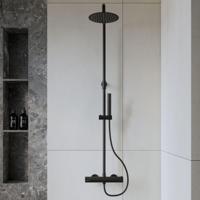 BWS Regendouche | Lusso | Hoofddouche 20cm Rond | met Handdouche | Mat Zwart - thumbnail