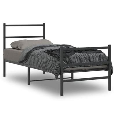 Bedframe met hoofd- en voeteneinde metaal zwart 80x200 cm