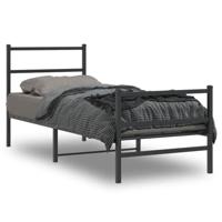 Bedframe met hoofd- en voeteneinde metaal zwart 80x200 cm - thumbnail