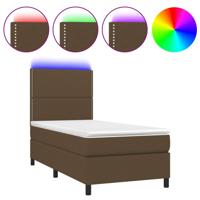 Boxspring met matras en LED stof donkerbruin 90x190 cm - thumbnail