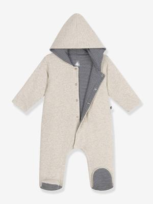 Gewatteerde babypakje met capuchon van katoen PETIT BATEAU ecru