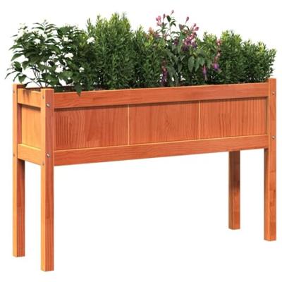VidaXL Plantenbak met poten 110x31x70 cm grenenhout wasbruin VidaXL Plantenbak met poten 110x31x70 cm grenenhout wasbruin
