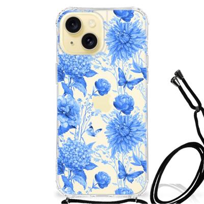 Case voor Apple iPhone 15 Flowers Blue Case voor Apple iPhone 15 Flowers Blue