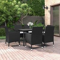 7-delige Tuinset met kussens poly rattan en glas - thumbnail