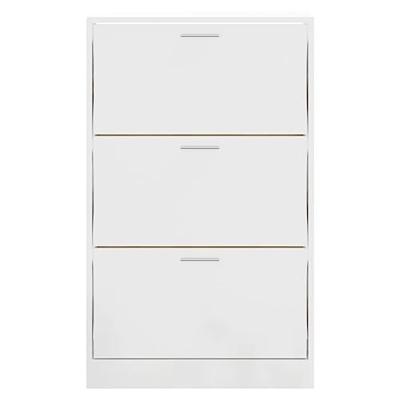 Schoenenkast 63x24x103 cm bewerkt hout hoogglans wit