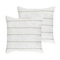 Beliani-MILAS-Sierkussen set van 2-Wit|Beige-50 x 50 cm-Linnen - thumbnail