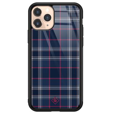 iPhone 11 Pro glazen hardcase - Tartan blauw iPhone 11 Pro glazen hardcase - Tartan blauw