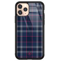 iPhone 11 Pro glazen hardcase - Tartan blauw - thumbnail
