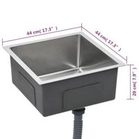 Gootsteen met afvoer handgemaakt roestvrij staal - thumbnail