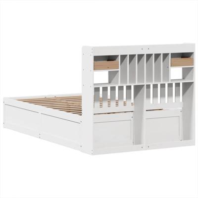 Bedframe zonder matras massief grenenhout wit 135x190 cm