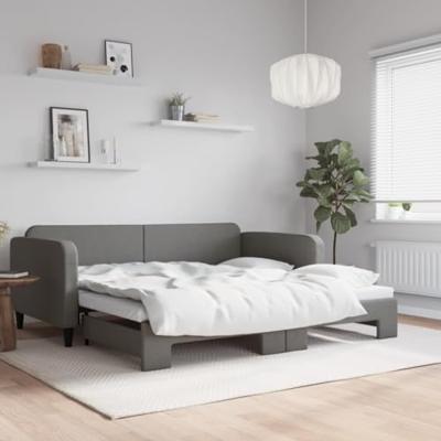 Slaapbank met onderschuifbed 100x200 cm stof donkergrijs