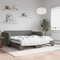 Slaapbank met onderschuifbed 100x200 cm stof donkergrijs - thumbnail