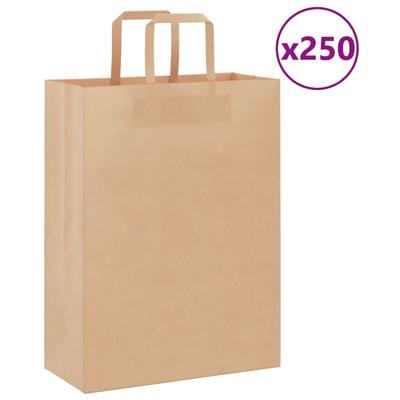VidaXL Papieren zakken 250 st met hengsels 26x12x35 cm bruin