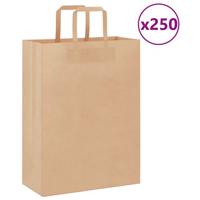 VidaXL Papieren zakken 250 st met hengsels 26x12x35 cm bruin - thumbnail