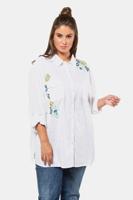 Ulla Popken Blouse, bloemenstiksel, mouwen met patje - Grote Maten - thumbnail